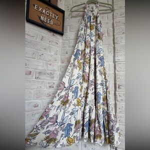 Rachel Zoe Floral Maxi Dress XS Boho Tiered Halter Dress Spring Summer